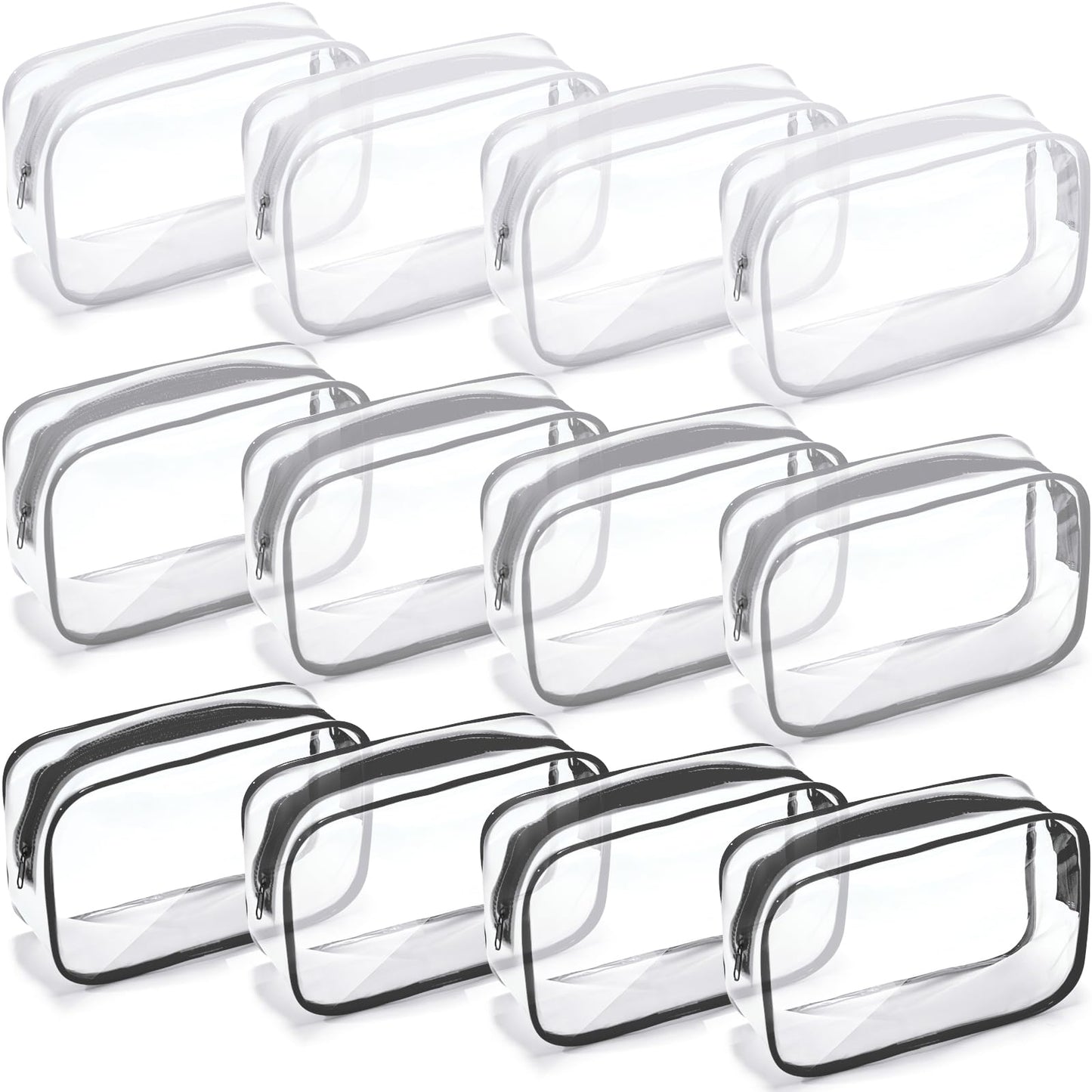 Weewooday 12 Pieces Clear Cosmetics Bag PVC Zippered Clear Toiletry Carry Pouch Cosmetic Makeup Bag Waterproof Makeup Vinyl Plastic Organizer Case for Vacation Bathroom(Multicolor,Medium)