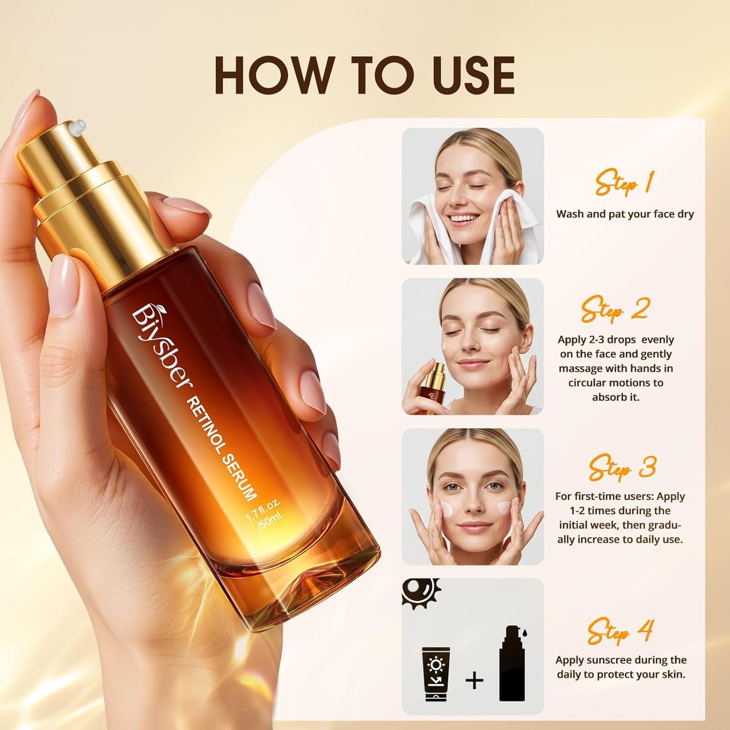 Skiennix Retinol Collagen Serum - Anti-Aging Peptide Formula for Hydrated, Firm Skin | 1.70 Fl Oz