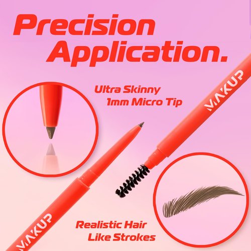 Makup Beauty Skinny Brow - Ultra Thin Waterproof Eyebrow Pencil for Natural Hair-Like Strokes | Light Brown (Warm Taupe)