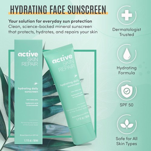 Active Skin Repair SPF 50 - EWG-Certified Hydrating Daily Sunscreen & Face Moisturizer | 1.7 fl. oz.