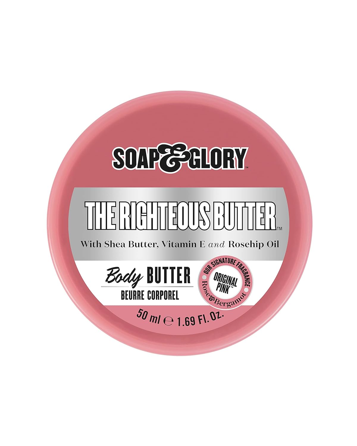 Soap & Glory The Righteous Body Butter - Hydrating Vegan Moisturizer with Shea Butter & Vitamin E | 50ml for Dry Skin