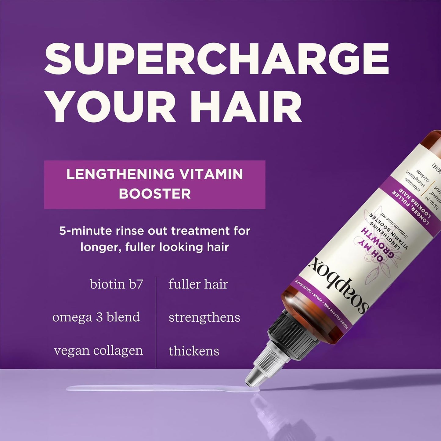 Soapbox Oh My Growth - Lengthening Vitamin Booster Treatment for Thicker, Fuller Hair | Biotin & Vegan Collagen (5 oz)