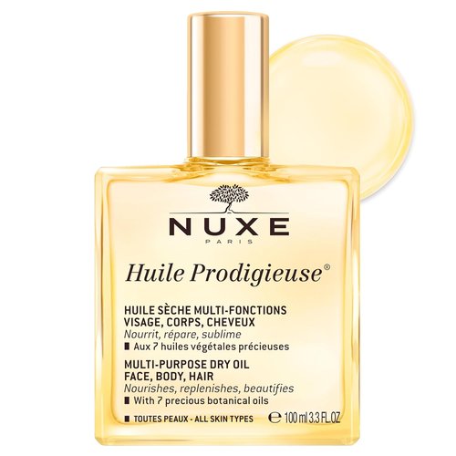 Nuxe Huile Prodigieuse Multi-Purpose Dry Oil - Radiant Glow & Lightweight Hydration for Face, Body & Hair