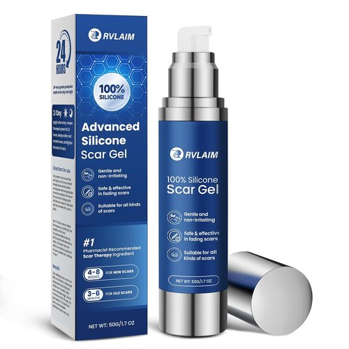 100% Silicone Scar Gel Scar Cream, Advanced Silicone Gel for Removal of Surgical, Burns, Acne Scar, Old and Recent Scars and Stretch Marks, 1.7 oz/50ml