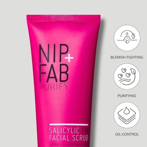 Nip + Fab Salicylic Acid Facial Scrub - Exfoliating Cleanser with Vitamin E & Volcanic Rock, 2.5 Fl Oz