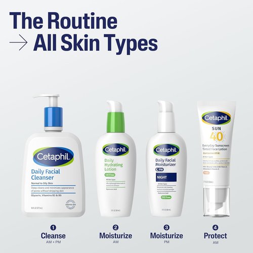 CETAPHIL Tinted Sunscreen Lotion for Face - SPF 40, 100% Mineral Protection, 1.7 fl oz, Sensitive Skin