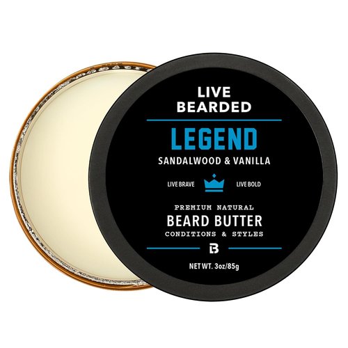 Live Bearded Beard Butter - All-Natural Leave-In Conditioner & Softener | 3 fl oz - Legend Scent (Sandalwood, Vanilla)