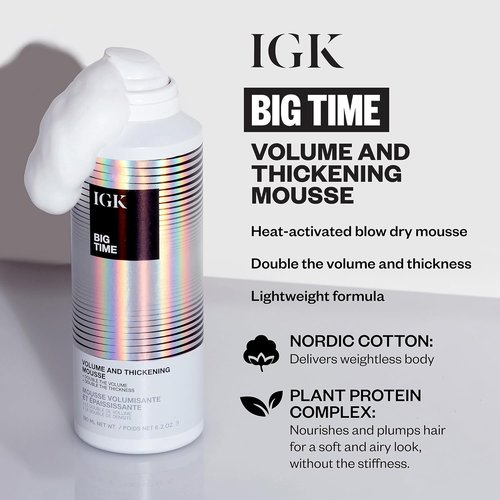 IGK Volume Kit Holiday 2025 - 4-Piece Volumizing Hair Set with Dry Volume Spray & Thickening Mousse