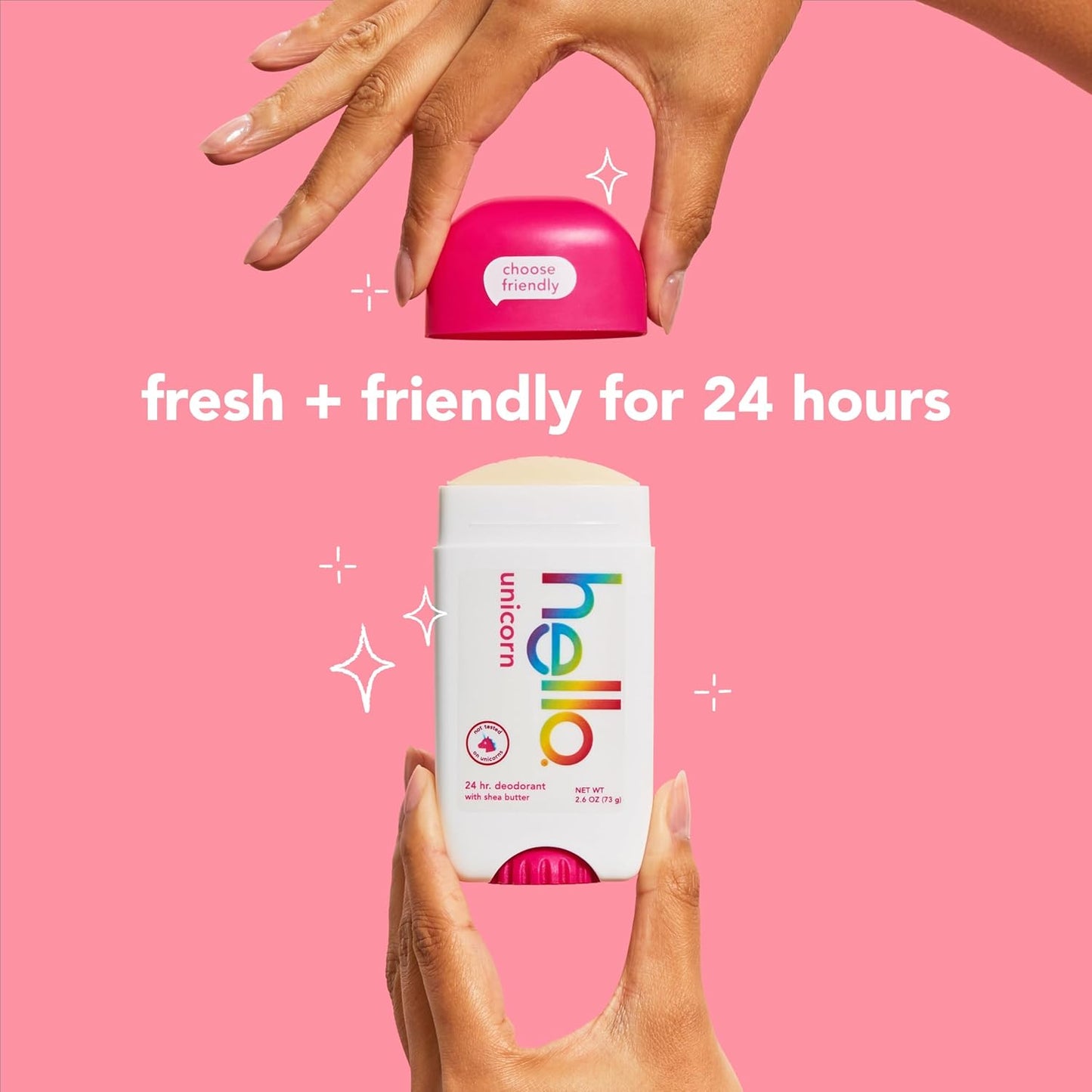 Hello Unicorn Aluminum-Free Deodorant - 24-Hour Freshness with Shea Butter | Baking Soda Free, 2.6 oz Stick
