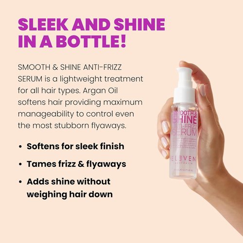 ELEVEN AUSTRALIA Smooth & Shine Anti-Frizz Serum - Tame Frizzy Hair, Add Shine | Lightweight 2 fl oz
