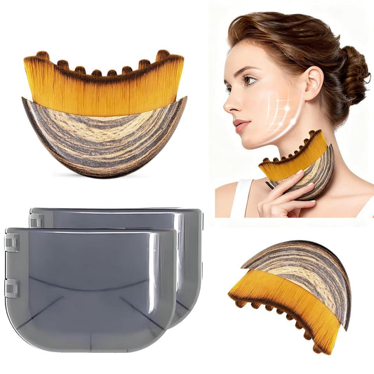 Skiennix Lymphatic Contour Face Brush - Ergonomic Chin & Jawline Sculpting Tool for Anti-Swelling Relief | 2PCS Set