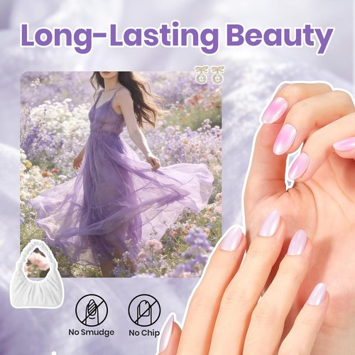 Beetles Purple Nail Polish - Clouded Violet | Quick-Dry Pastel Glitter 0.51 Fl Oz for Stunning Spring Nails
