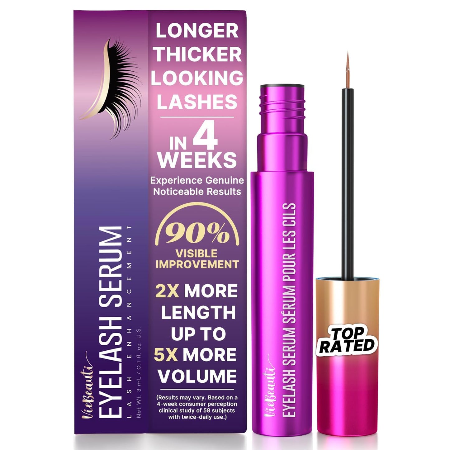 VieBeauti Lash Serum - Advanced Eyelash Growth Formula for Longer, Fuller Lashes | Vegan & Cruelty-Free, 3mL