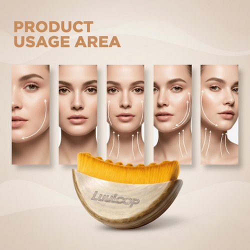 Lymphatic Contour Face Brush for Facial Massage & Sculpting – Manual Lymphatic Drainage Massager with Soft Hypoallergenic Bristles – Natural Makeup & Cleansing Brush, Ergonomic Handle