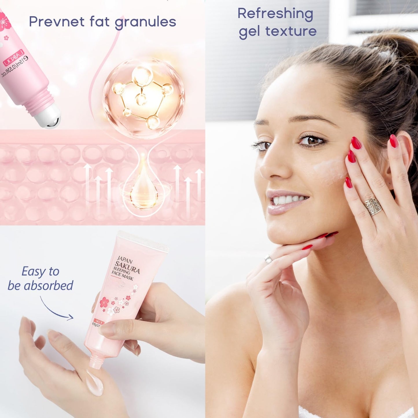 Sakura Skincare Set - Christmas Gifts - Skincare for Girls 10-12 - Skin Care for Teens 10-12 - Travel Kit for Women - Gift Set for Women with Eye Serum,Face Cream(One Size, 5PCS Sakura Scent)