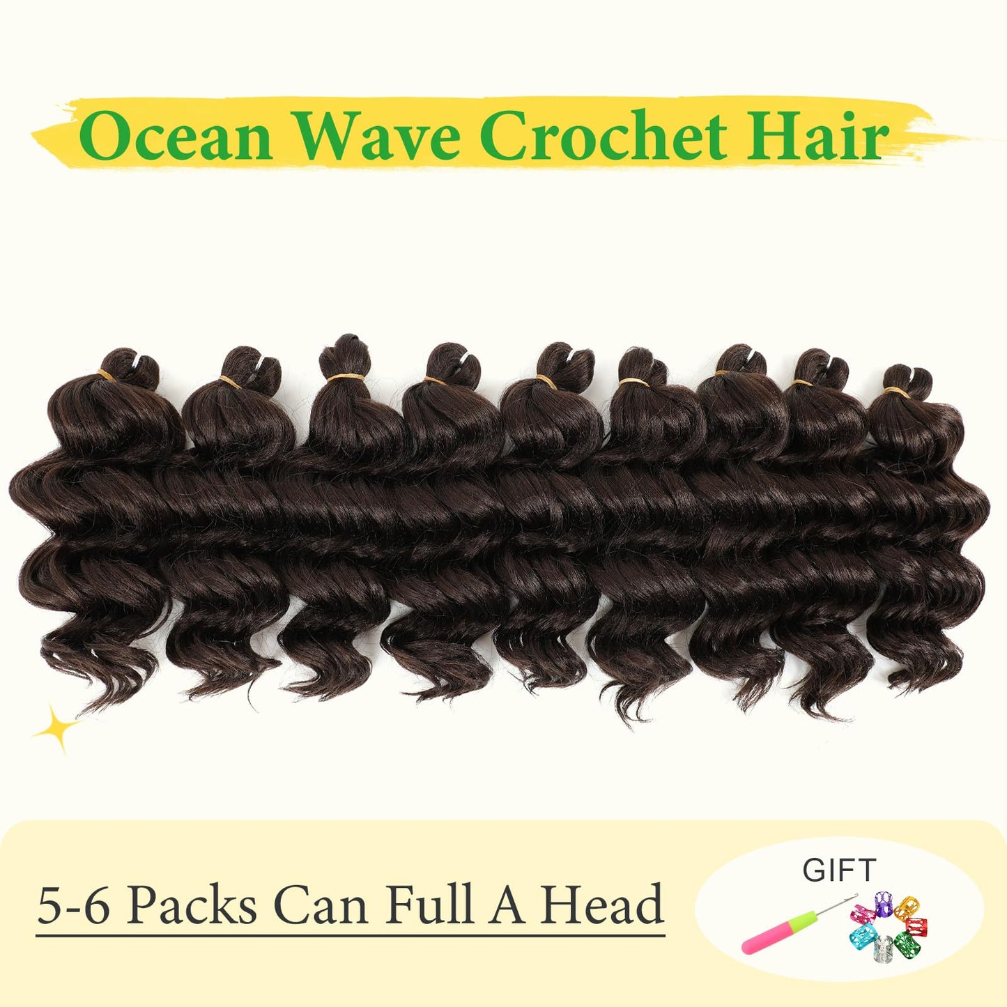 Curly Braiding Hair 9inch Ocean Wave Crochet Hair 7Packs Deep Wave Crochet Hair for Black Women Beach Curl Crochet Hair Extensions (9inch, 4)…