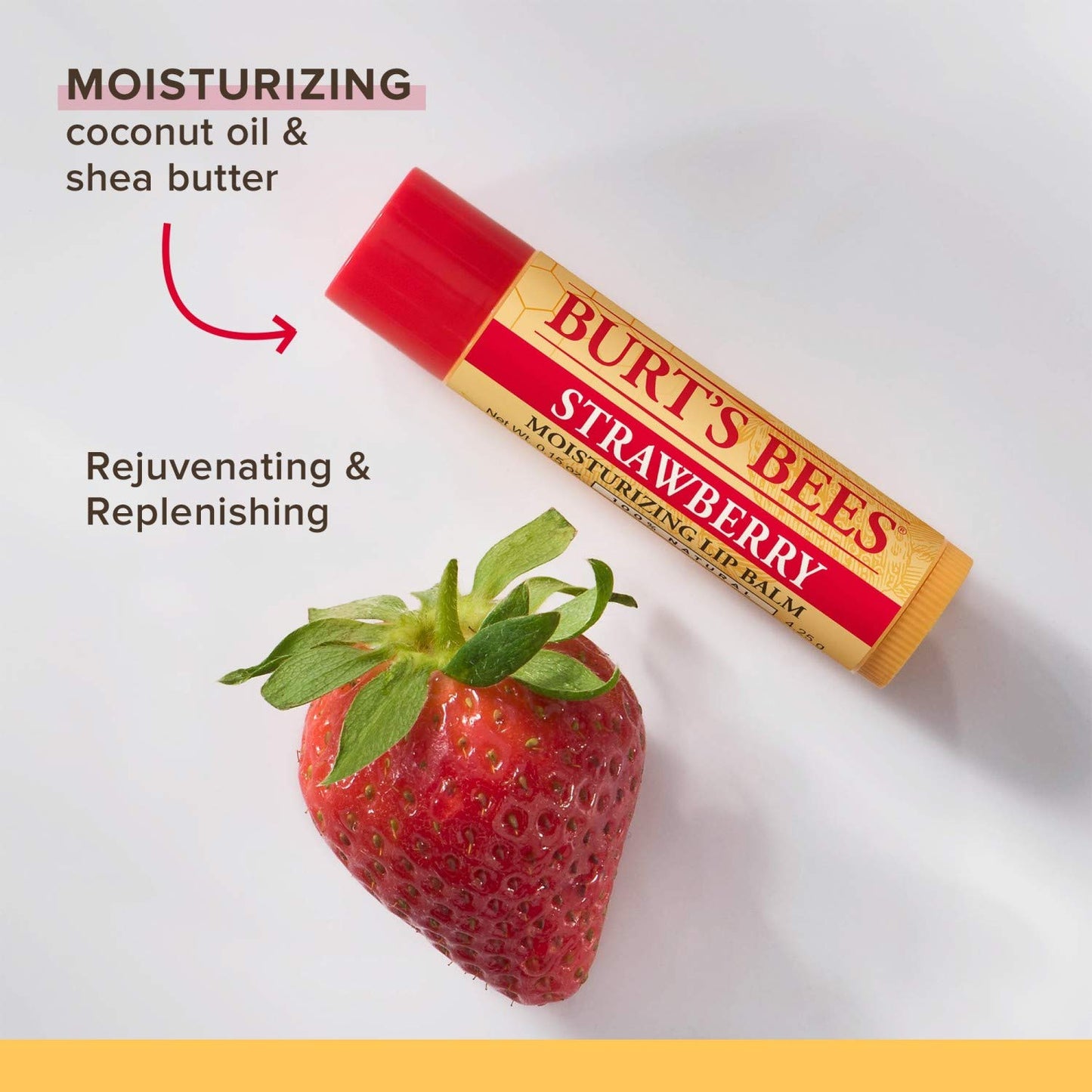 Burt's Bees 100% Natural Strawberry Lip Balm - Moisturizing Beeswax Formula | 4 Tubes