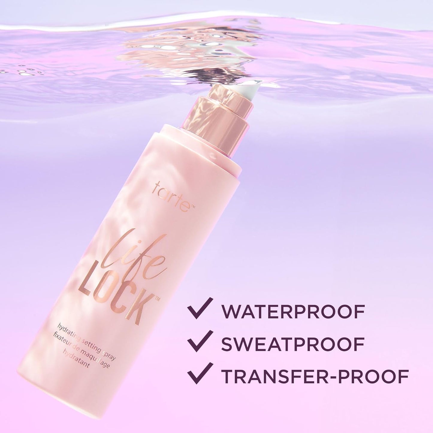 Tarte Life Lock Hydrating Setting Spray - 10-in-1 Weightless Mist with Hyaluronic Acid for Long-Lasting Makeup