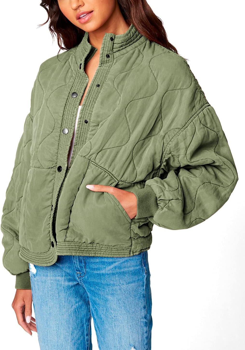 [BLANKNYC] Women's Tencel Quilted Jacket - Luxurious Drop Shoulder Design for Ultimate Comfort