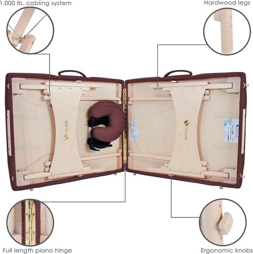 EarthLite Harmony DX Portable Massage Table Package - Includes Face Cradle & Carrying Case | 30" x 73", Burgundy