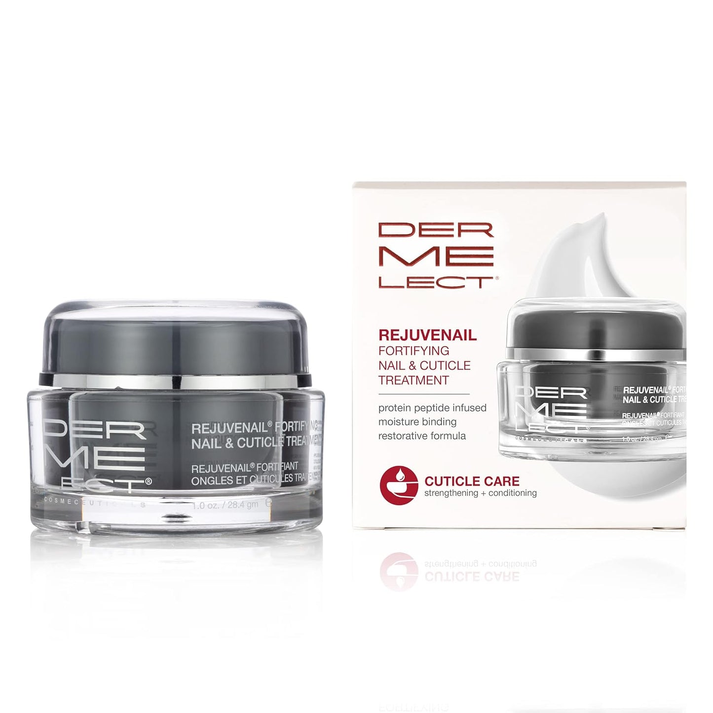 Dermelect Rejuvenail Fortifying Nail & Cuticle Treatment - Moisturizing Cream with Peptides & Hyaluronic Acid for Dry, Damaged Cuticles
