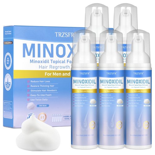 Trzsfr 5% Minoxidil Foam for Men & Women, Hair Regrowth Treatment for Thinning Hair & Beard Growth, Extra Strength Topical Foam, Clinically Proven Hair Loss Treatment, 6 Month Supply (14OZ Total)