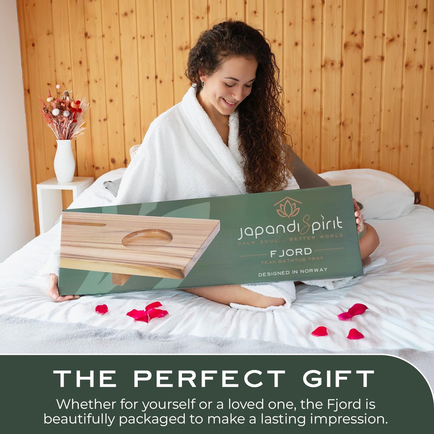 Superior Teak Bathtub Tray for Standard Tubs - Towel & Gift Box Bundle - Sustainable Minimalist Wood Bath Tray for Tub - Anti-Slip Bath Table Tray - Bath Caddy 29 in.