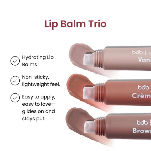 bdb Lip Balm: Berry and Vanilla - Tinted & Hydrating, Sheer Color, Non-Sticky, 2-Pack