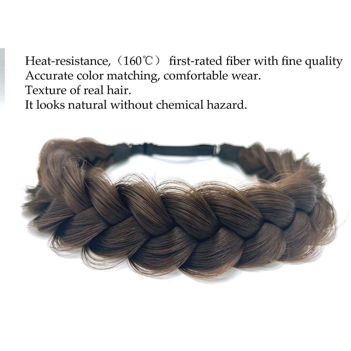 TOECWEGR Synthetic Hair Braided Headband Classic Wide Strands Wedding Disorderly Fluffy Braids Wig Band Women Beauty Accessory