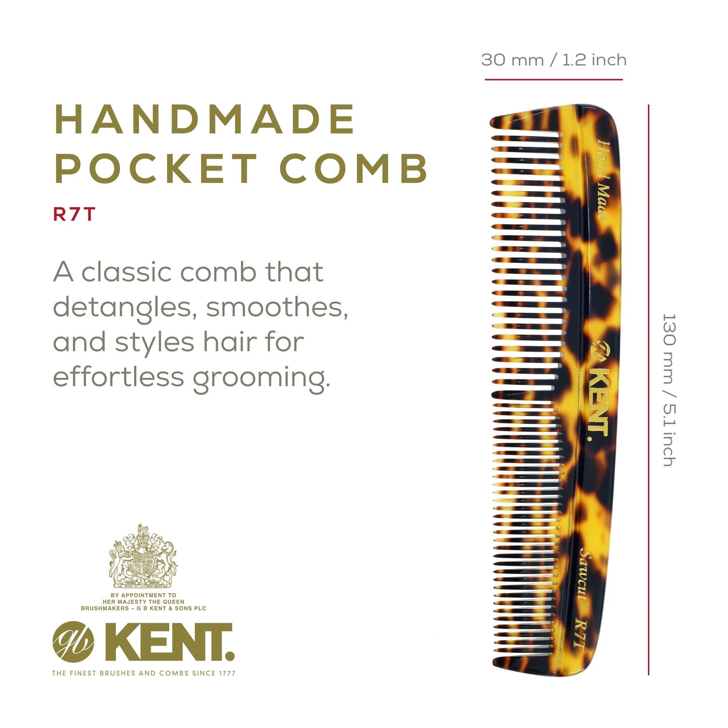 KENT Hair Comb, Fine and Wide Tooth Handmade Pocket Comb for Men, Best Beard Comb and Mustache Comb for Grooming and Styling, Sawcut Kent Comb Made in England, 3 Pack (Yellow Tokyo)