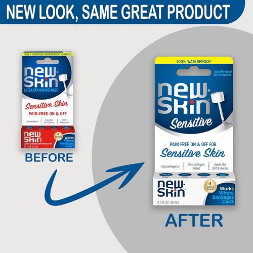 New-Skin Hypoallergenic Liquid Bandages - Sensitive Skin Formula for Minor Cuts & Scrapes | 0.3oz