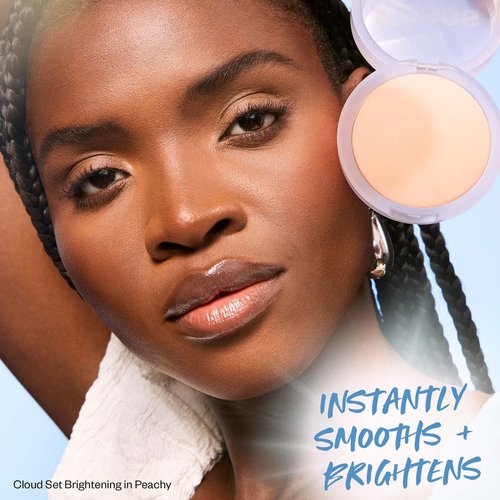 Kosas Cloud Set Brightening Baked Powder - Talc-Free Under Eye Setting Powder for Soft Focus Finish, Peachy