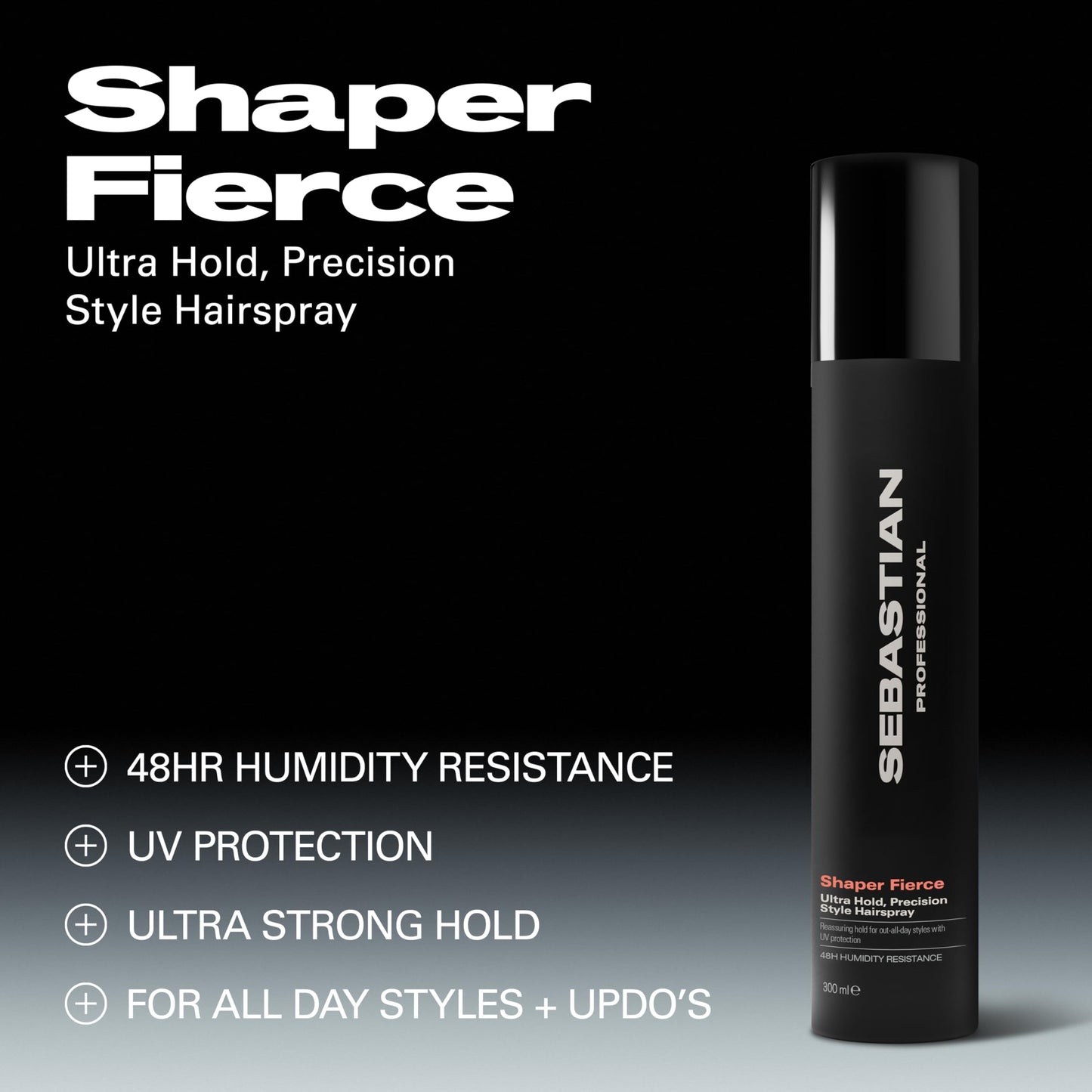 Sebastian Professional Shaper Fierce Hairspray | Strong, Ultra-Firm, All Day Hold | 10.6 oz | Packaging May Vary