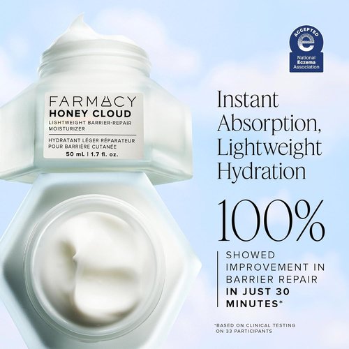 Farmacy Honey Cloud Face Moisturizer - Lightweight Cream with Hyaluronic Acid & Peptides | 50ml for Combo, Sensitive & Oily Skin