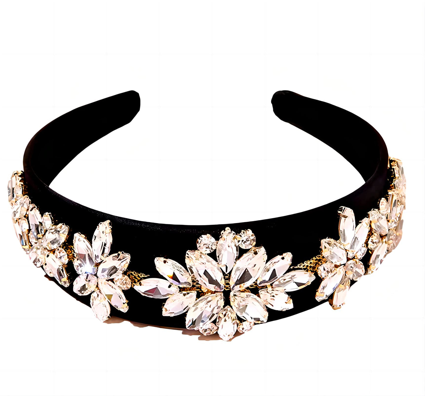 MUQINGWAN Fashion Women's Headband, Women Headband Gorgeous Retro Crystal Rhinestone Girl's Headband, Accessories For Women And Girl (Black color)