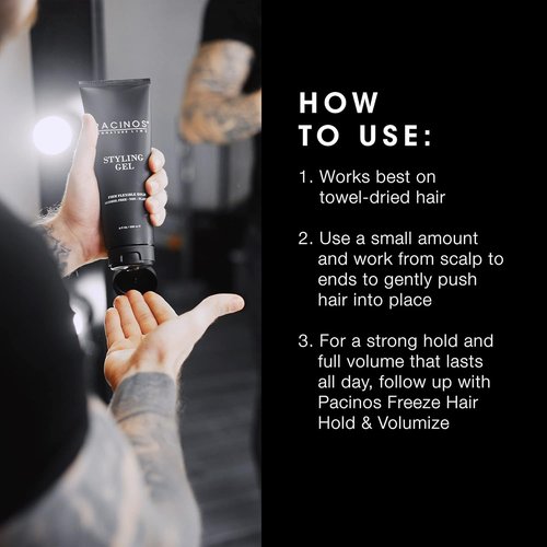 Pacinos Styling Gel - Medium Shine & All-Day Hold | Conditions, Moisturizes & Adds Volume - 8 fl. Oz