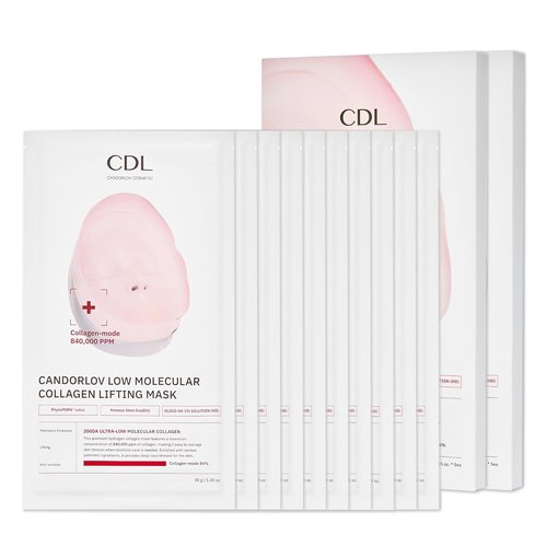 CANDORLOV CDL Low Molecular Collagen Face Lifting Mask - Deep Hydrating & Firming Hydrogel for Glass Skin | 10 Sheets