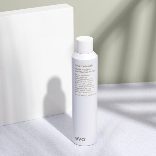 EVO Miss Malleable Flexible Hairspray - Strong Hold Hairspray, Malleable For Long Lasting Style, Shape Control & Brushable Finish - 9.0oz