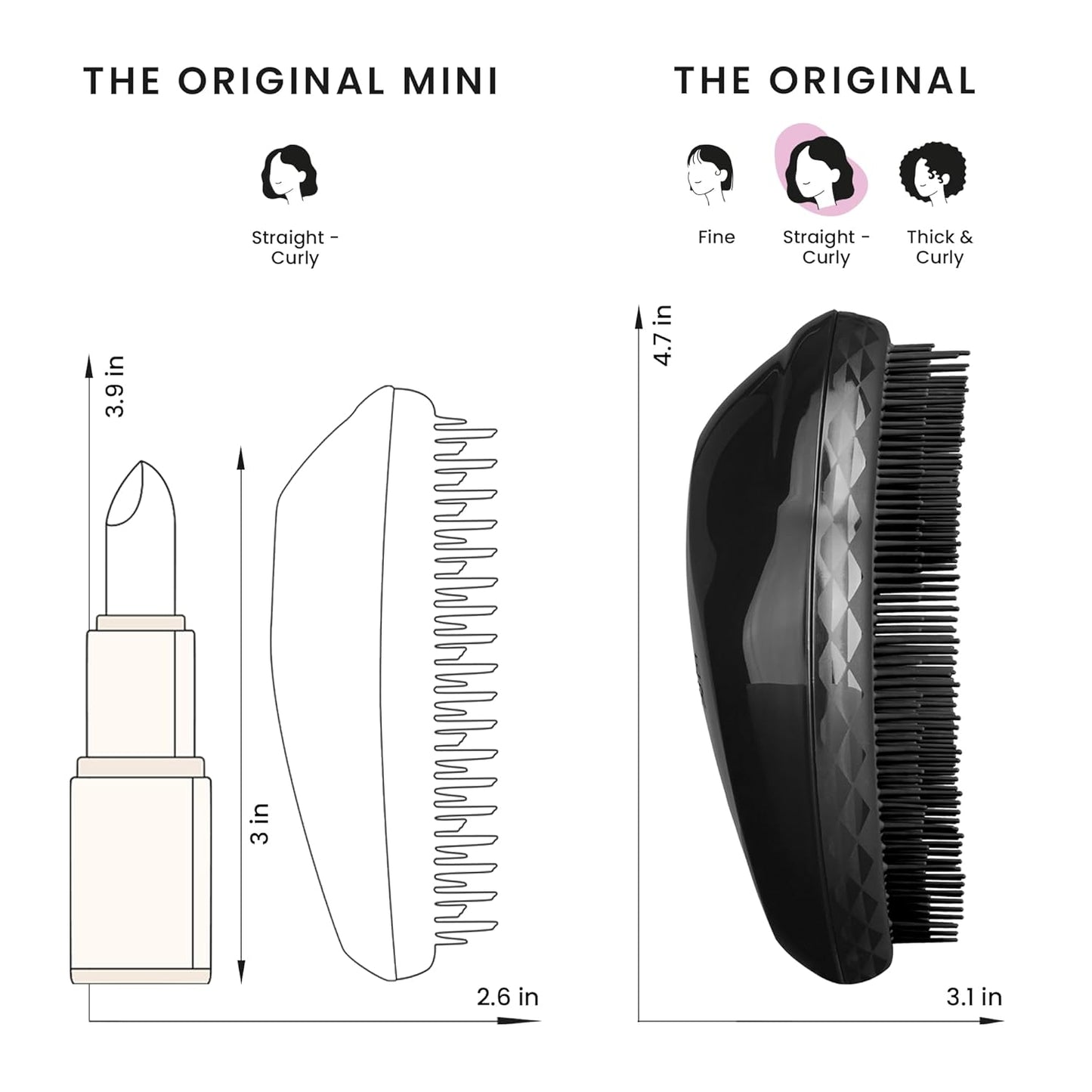 Tangle Teezer Original Detangler Brush - Versatile Hairbrush for All Hair Types | Panther Black