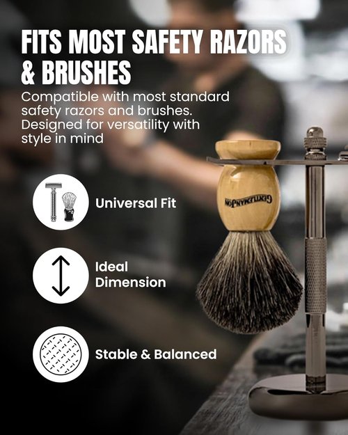 Gentleman Jon Shaving Stand - Heavy Duty Gunmetal Razor & Brush Holder with Weighted Base | Perfect for Wet Shave Kits