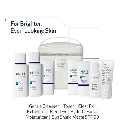 Obagi Nu-Derm Fx Skin Brightening System - Evens Out & Brightens Complexion for Normal to Dry Skin - 7-Step Routine