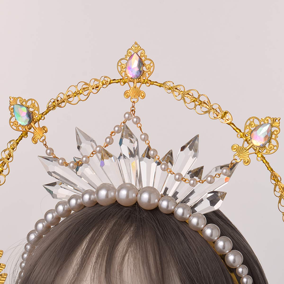 BLESSUME Mary Halo Crown Headband Goddess Headwear Halloween Costume Headpiece Headdress for Cosplay Party (Y) Multicoloured