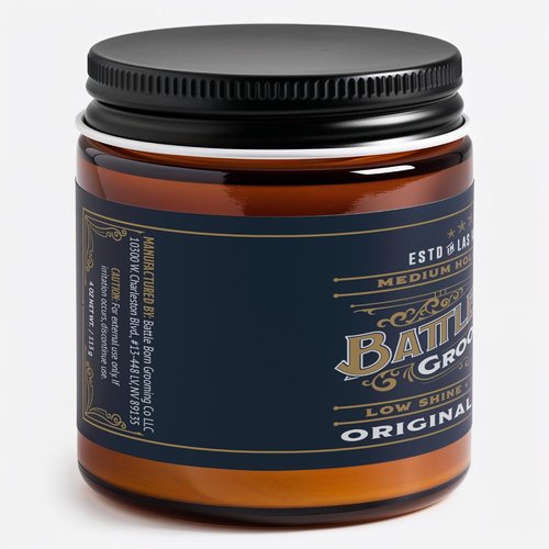 Battle Born Grooming Co Original Pomade - Bay Rum Scent, Medium Hold, 4 oz | All Hair Types, Natural Ingredients