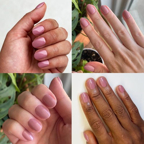 Olive & June Instant Mani Press On Nails (Glue) | Mauve | Extra Short, Round | 42 Fake Nails, 21 Sizes | Non-Toxic, Long-Lasting | Recycled Materials | Realistic Look | World Lit