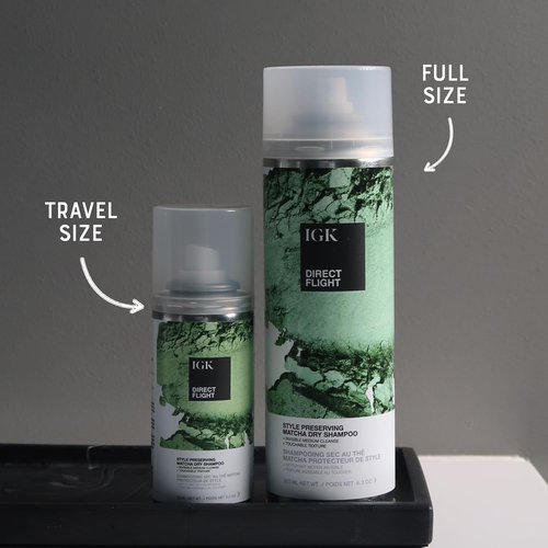 IGK Direct Flight Matcha Dry Shampoo - Oil Absorbing, Heat-Free Volume | Full & Travel Size | 2 Pack