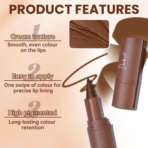 HOSAILY Lip Liner Gloss Set, Dark Brown Plumping Lip Liner Lip Pencil Moisturizing Lightweight Lip Gloss Lip Combo, High Shine Glossy Lip Tint Lip Stain Makeup Long Lasting Lip Contour for Women