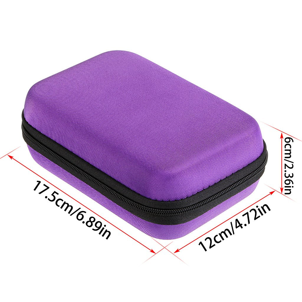 Hipiwe Hard Shell Essential Oil Carrying Case Holds 12 Bottles (Can hold 5ml, 10ml, &10ml Rollers) Travel Size Essential Oils Bag Organizer Perfect for Essential Oils Bottle (Purple)