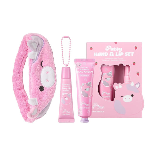 TONYMOLY Hand Cream & Lip Gloss Set - Patty the Cow Plush Headband | Perfect Easter Basket Stuffer