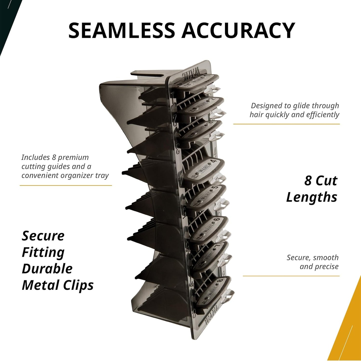 Wahl Professional Premium Cutting Guides | Durable Metal Clips with Organizer | Sizes #1-#8