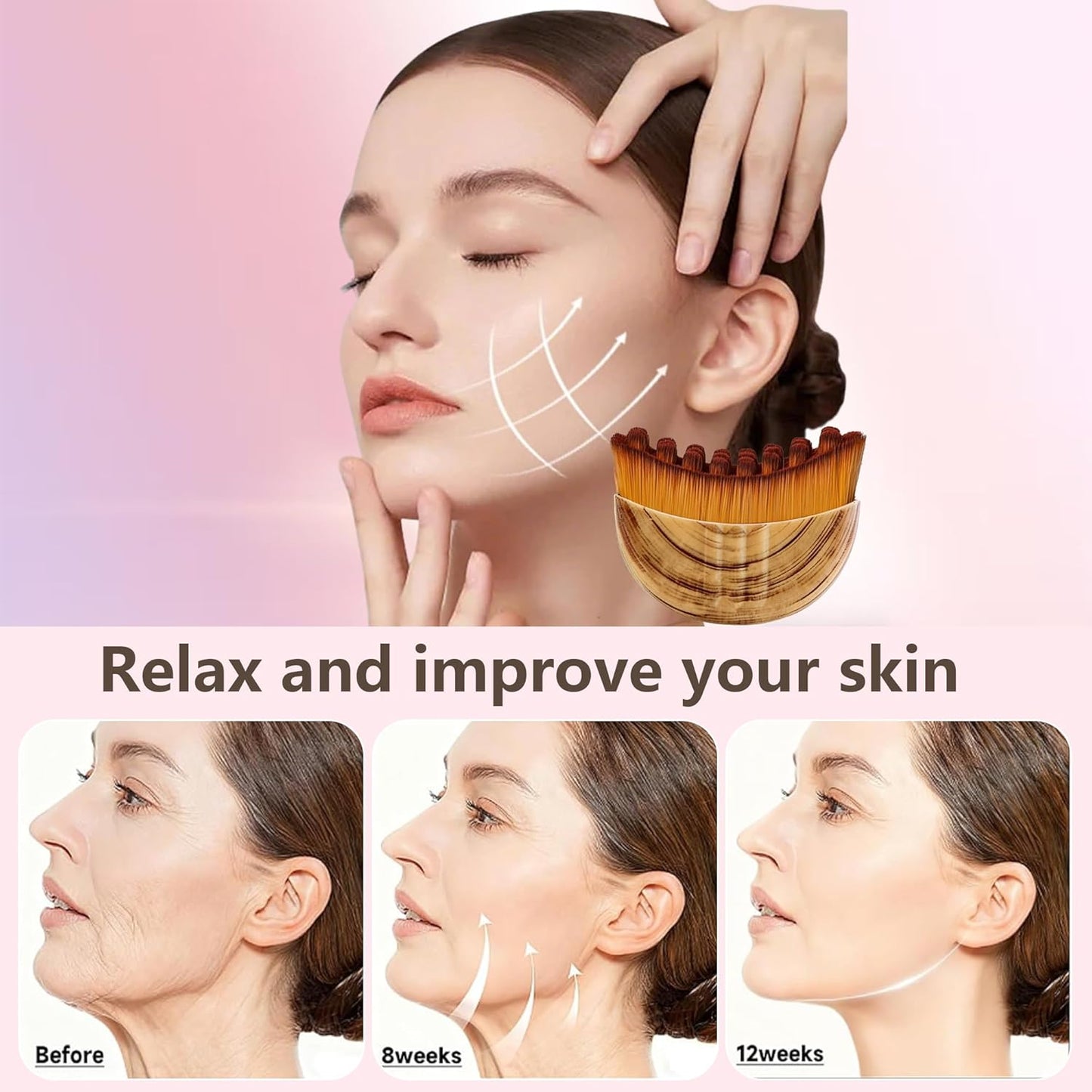 Skiennix Lymphatic Contour Face Brush - Super Soft Manual Massager for Sculpting & Puffiness Relief | Portable Case Included